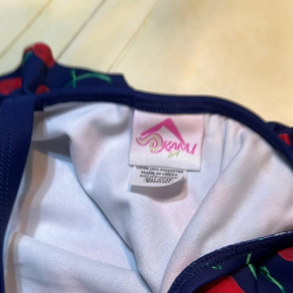 Kids Cherry Print One-Shoulder Kids Swimsuit by Kami Size 5